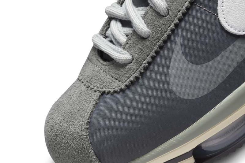 Olhar oficial para o sacai x Nike Cortez 4 0 cinza bill bowerman 50º aniversário og cinza escuro camada dupla informação de lançamento data preço