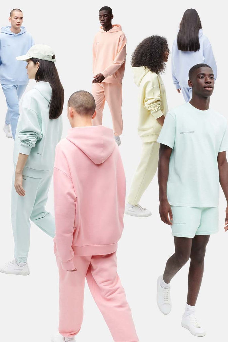 Pangaia Releases Earth-Friendly Capsule Re-Color tshirt hoodie shorts pants pink orange yellow green blue 