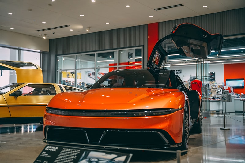 los angeles petersen automotive museum delorean dmc motor company alpha5 plasmatail omega concept cars electric vehicles ev exhibition display 