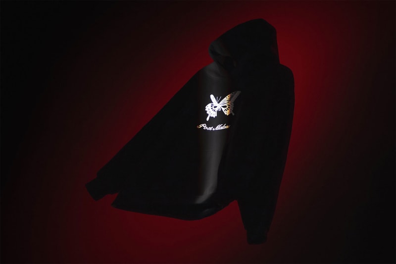 Post Malone Verdy Collab Twelve Carat Toothache Merch Collection HBX Pre-Order Info Buy Price Release T-shirts Hoodie Bandana Trucker Hat Butterfly Graphic Motif Black