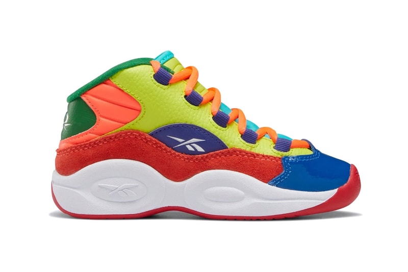 Reebok Question Mid PS "Orange Flare" "Acid-Yellow Bold Purple" Sneaker Footwear Trainer Preschool Basketball Allen Iverson