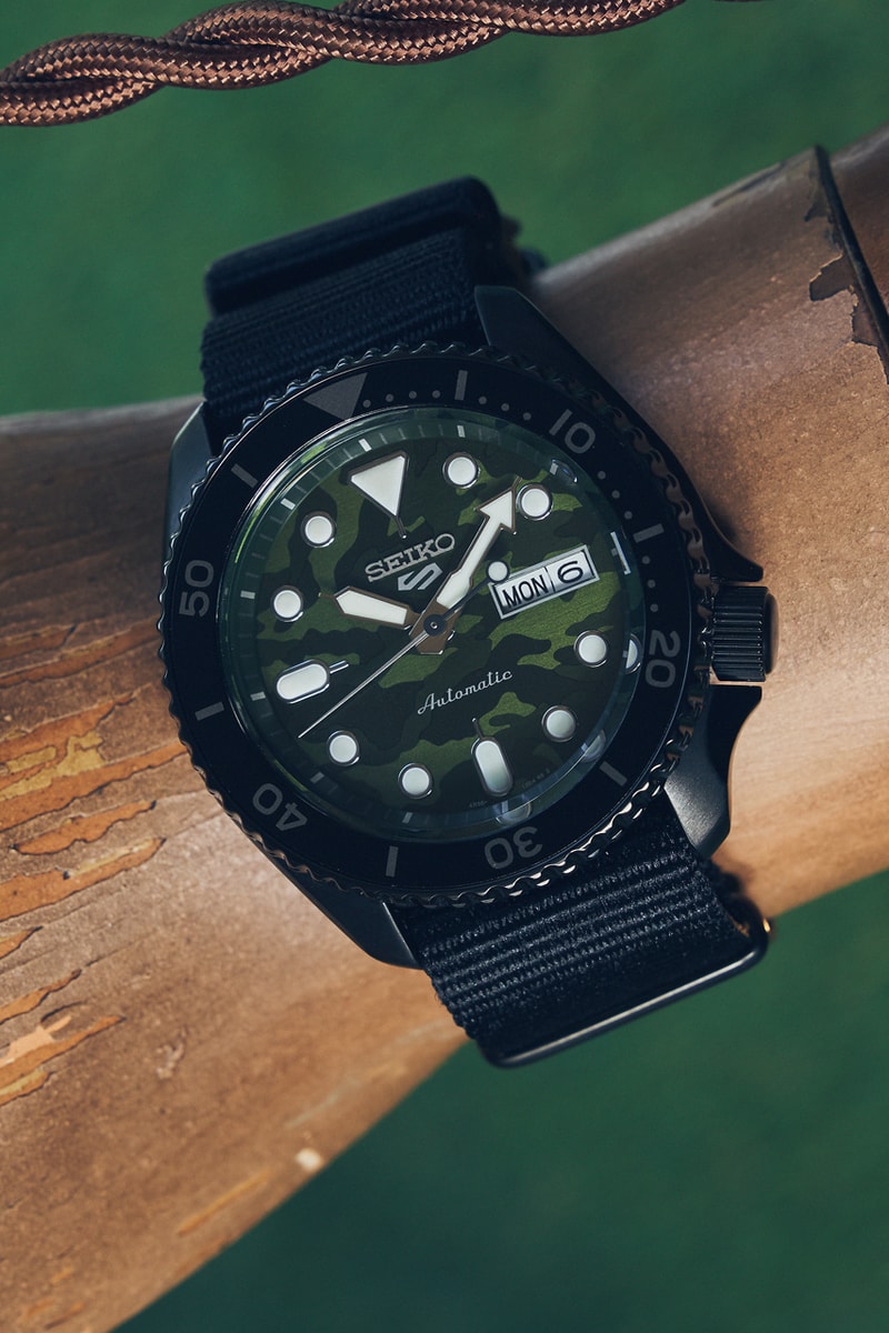 seiko sports 5 street style camo nylon timepiece skx 