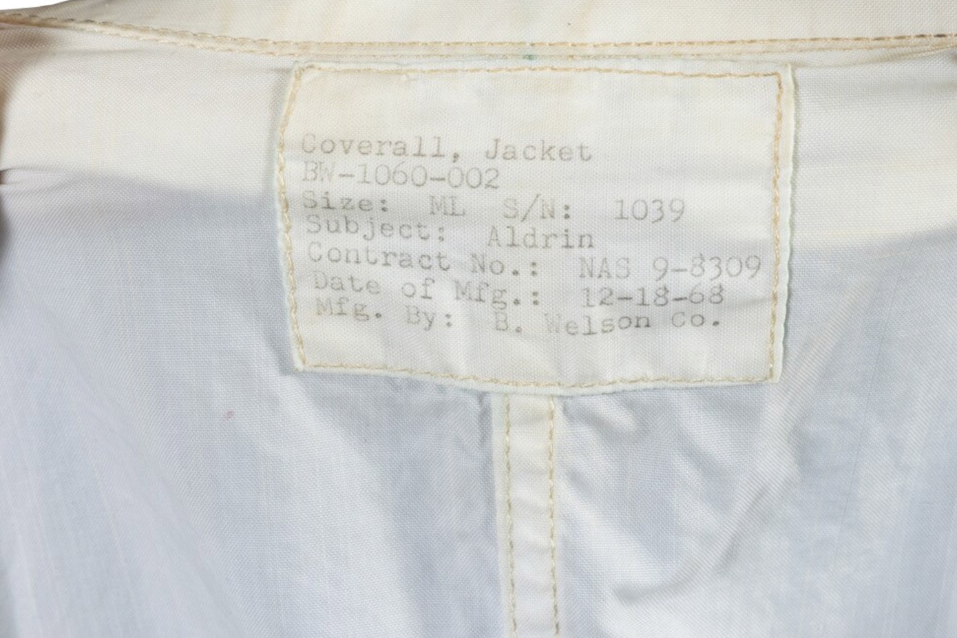 Sotheby's auction Buzz Aldrin Apollo 11 inflight coverall jacket $2.8 million usd auction sale 