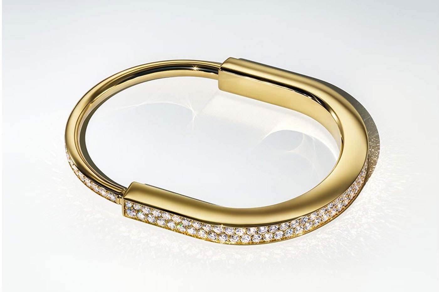 Tiffany and co lock bangle bracelet white yellow rose gold pave diamonds love release info date price