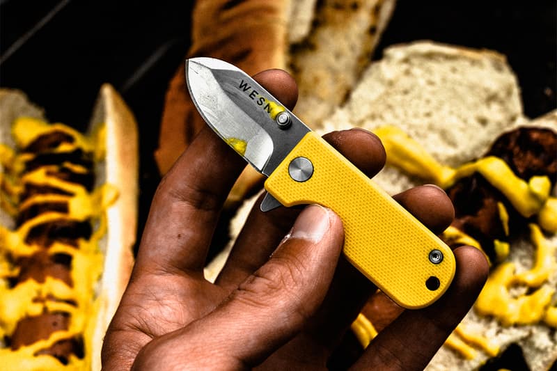 wesn international mustard day founders birthday sale yellow g10 titanium microblade edc gear everyday carry 