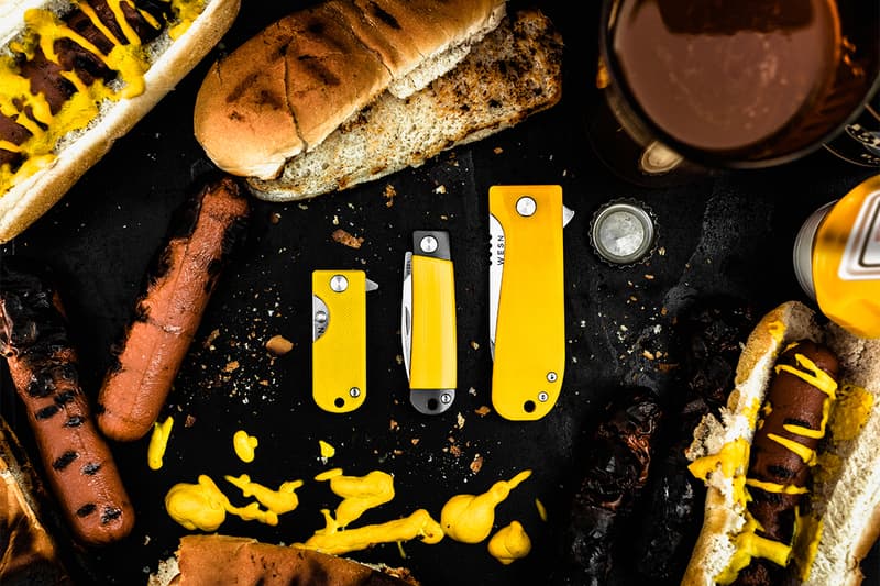 wesn international mustard day founders birthday sale yellow g10 titanium microblade edc gear everyday carry