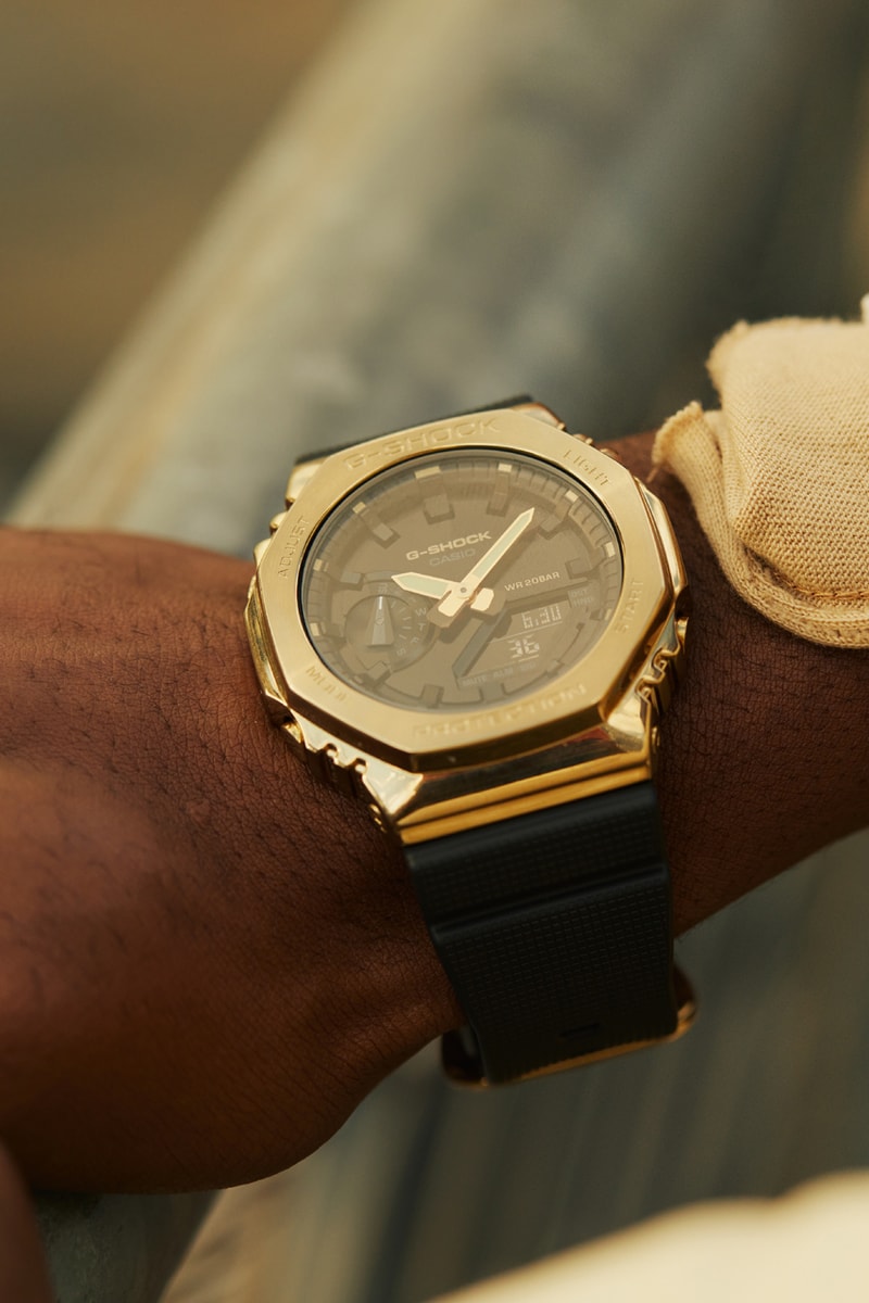 G-SHOCK Black and Gold Watch Collection Lookbook GM-2100G-1A9 GM-S2100GB-1A GM-5600G-9 GM-S5600GB-1 Shock-Resistant 200-Meter Water Resistance 