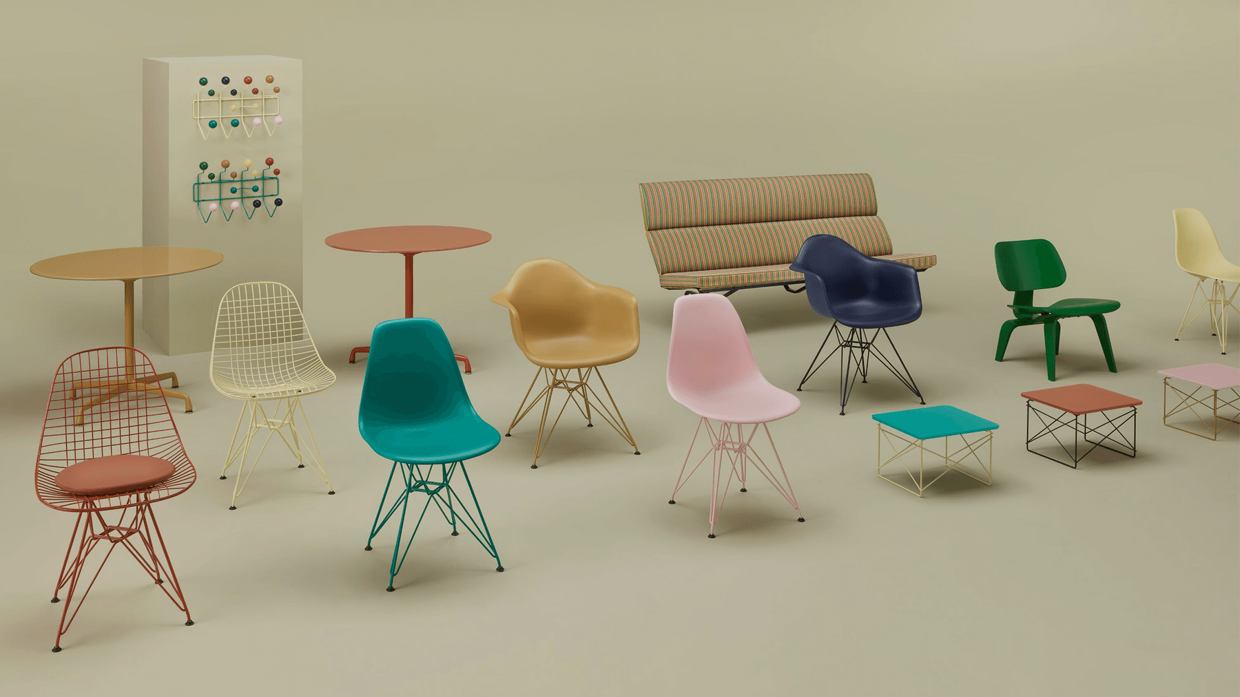 HAY and Herman Miller Eight Piece Furniture Collection Inspired by Eames' Classics