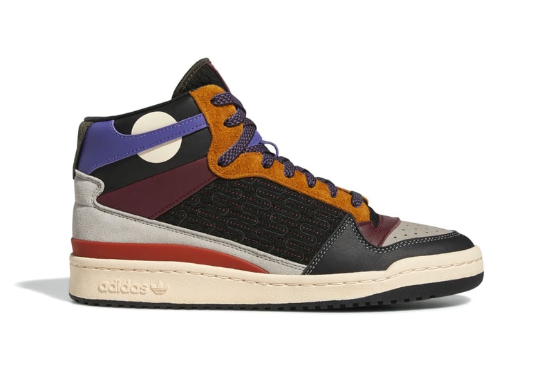 adidas forum mid patchwork lifestyle bad bunny textiles core black shadow red suede clear granite burnt yellow  violet 