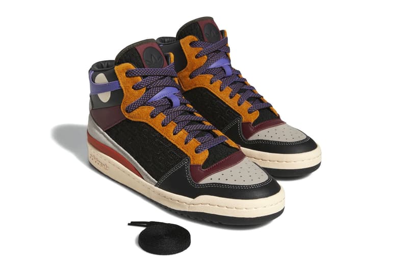 adidas forum mid patchwork lifestyle bad bunny textiles core black shadow red suede clear granite burnt yellow violet