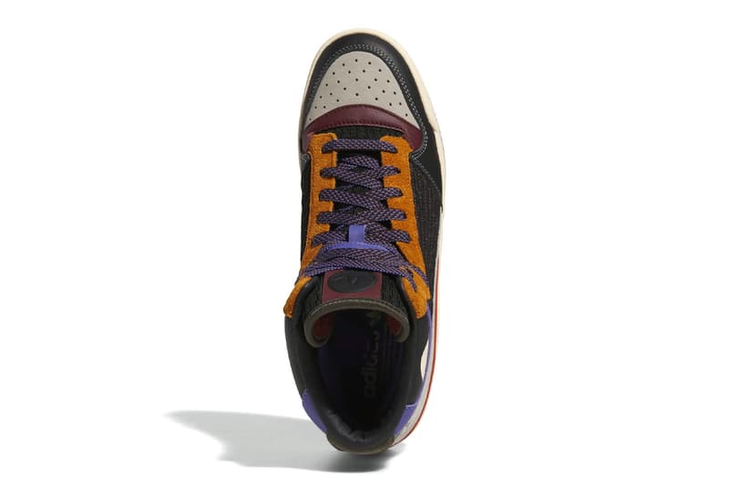 adidas forum mid patchwork lifestyle bad bunny textiles core black shadow red suede clear granite burnt yellow violet