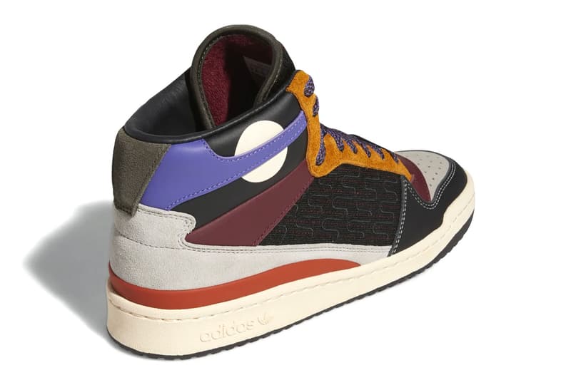 adidas forum mid patchwork lifestyle bad bunny textiles core black shadow red suede clear granite burnt yellow violet