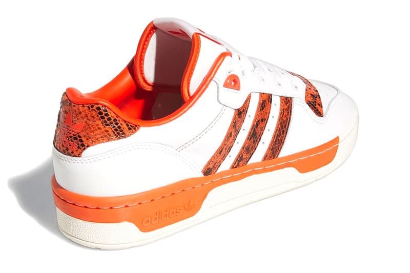 HP9048 "Orange Snakeskin" Hits the adidas Rivalry Low Just in Time for Halloween spooky black and orange off-white reptilia