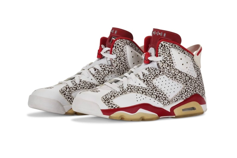 air jordan 6 donda west auction christie's kanye ye red white floral