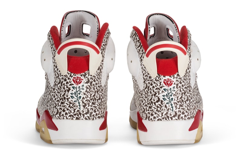 air jordan 6 donda west auction christie's kanye ye red white floral