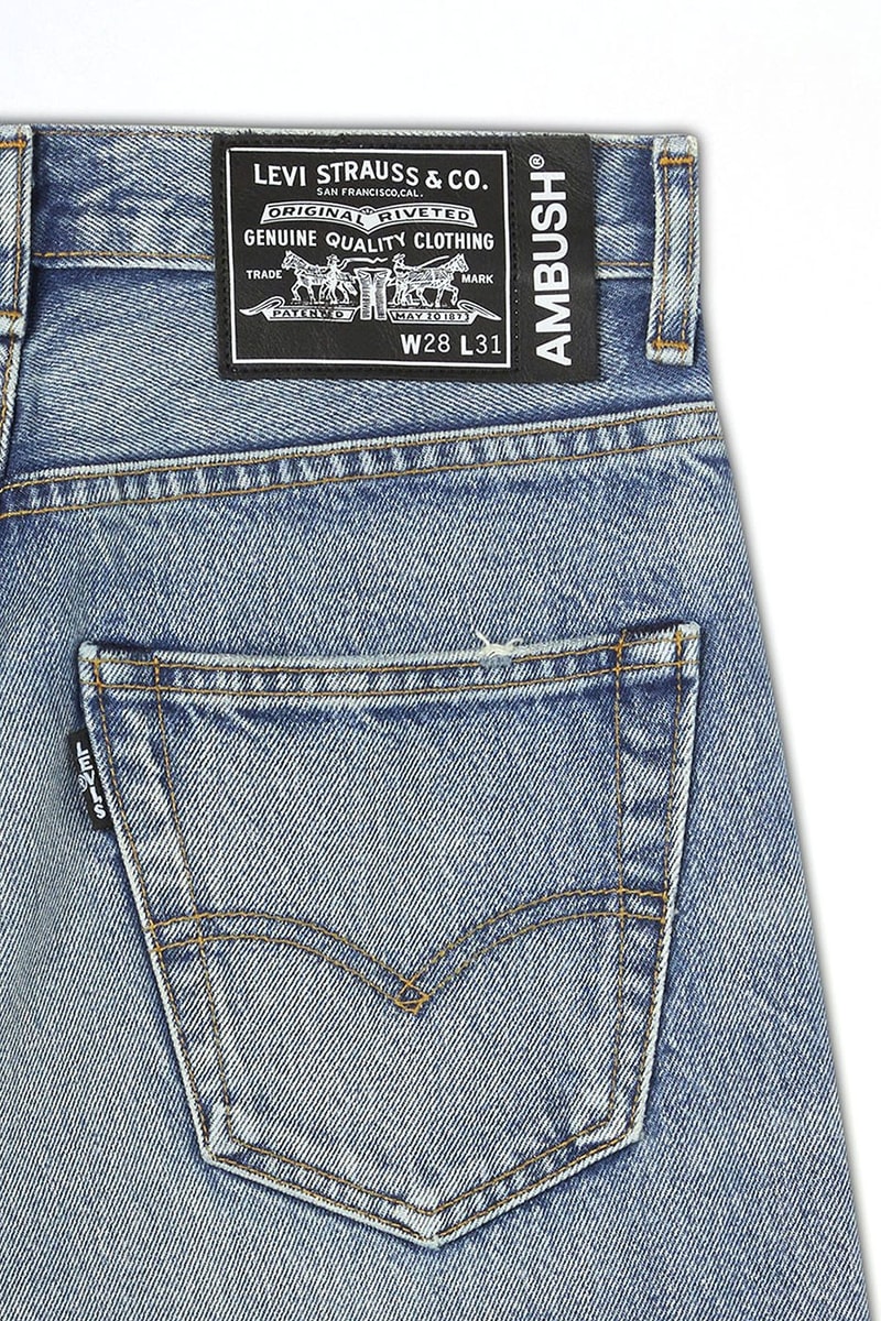 AMBUSH Levi's loose fit trucker jacket indigo bottle cap buttons tool buttons black silver boot cut 517 release info date price