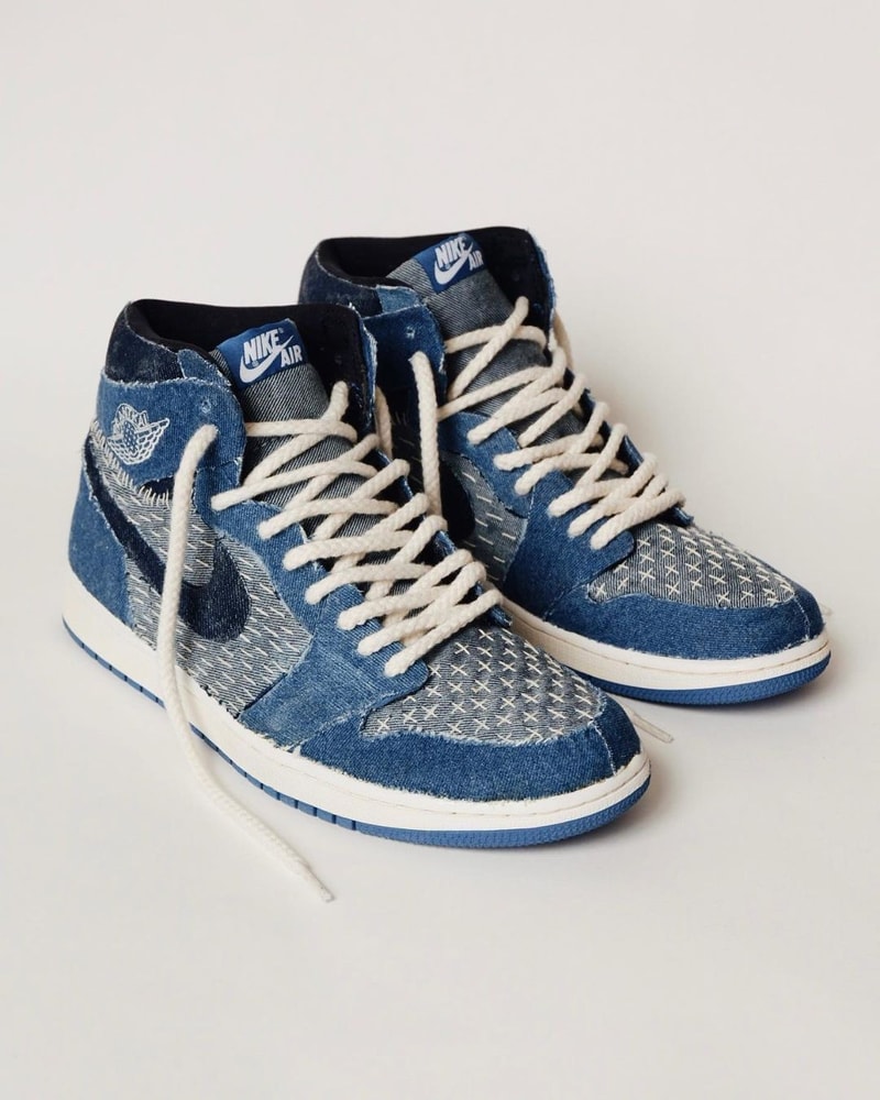 ANT KAI  Air Jordan 1 Boro denim sashiko customs sneakers kicks footwear shoes footwear denim 