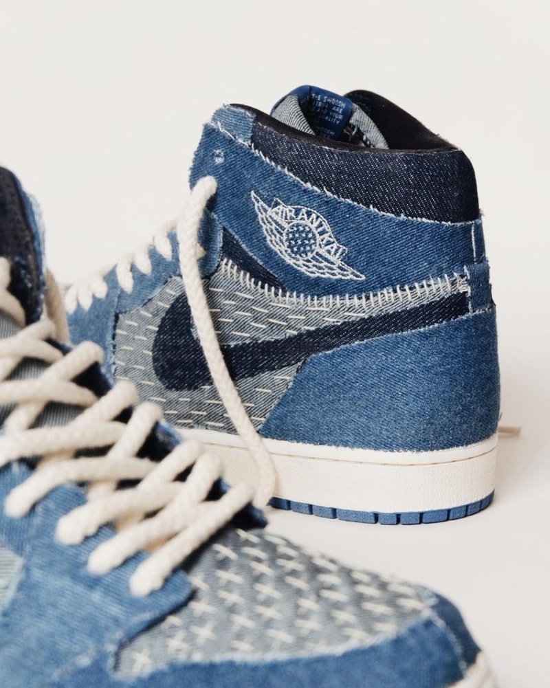 ANT KAI  Air Jordan 1 Boro denim sashiko customs sneakers kicks footwear shoes footwear denim 