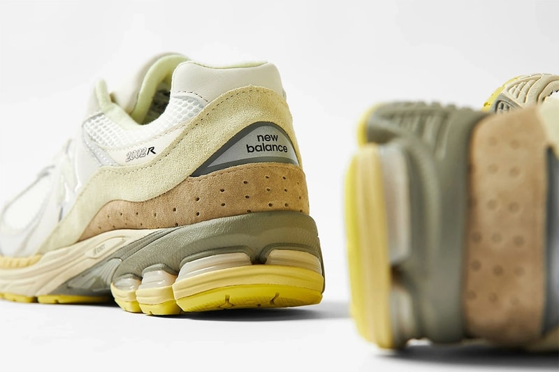 auralee tokyo new balance 2002r insole branding suede vintage muted green yellow sail white release info date price september 9