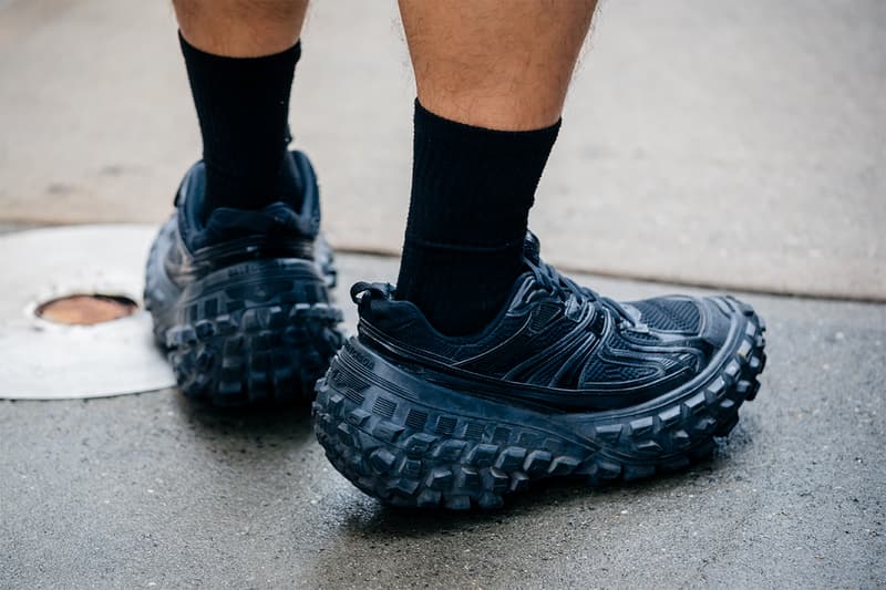 Here Are the Biggest Street Style Footwear Trends at NYFW SS23 nike clogs crocs dunk lows asics gel kayano slides comme des garcons heels cleat nike air foamposite one cdg balenciaga defender