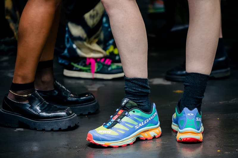 Here Are the Biggest Street Style Footwear Trends at NYFW SS23 nike clogs crocs dunk lows asics gel kayano slides comme des garcons heels cleat nike air foamposite one cdg balenciaga defender