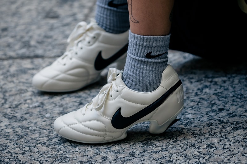 Here Are the Biggest Street Style Footwear Trends at NYFW SS23 nike clogs crocs dunk lows asics gel kayano slides comme des garcons heels cleat nike air foamposite one cdg balenciaga defender