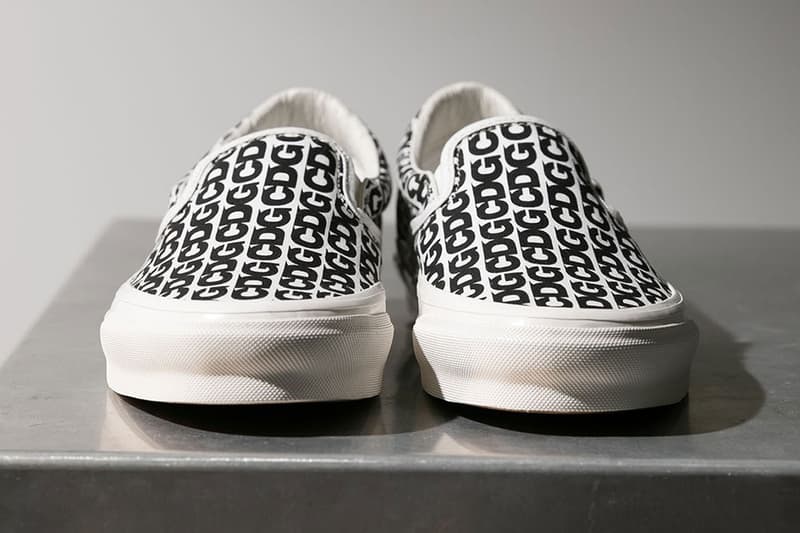 CDG Comme Des Garcons Vans OG Classic Slip on monogram black white text release info date price 