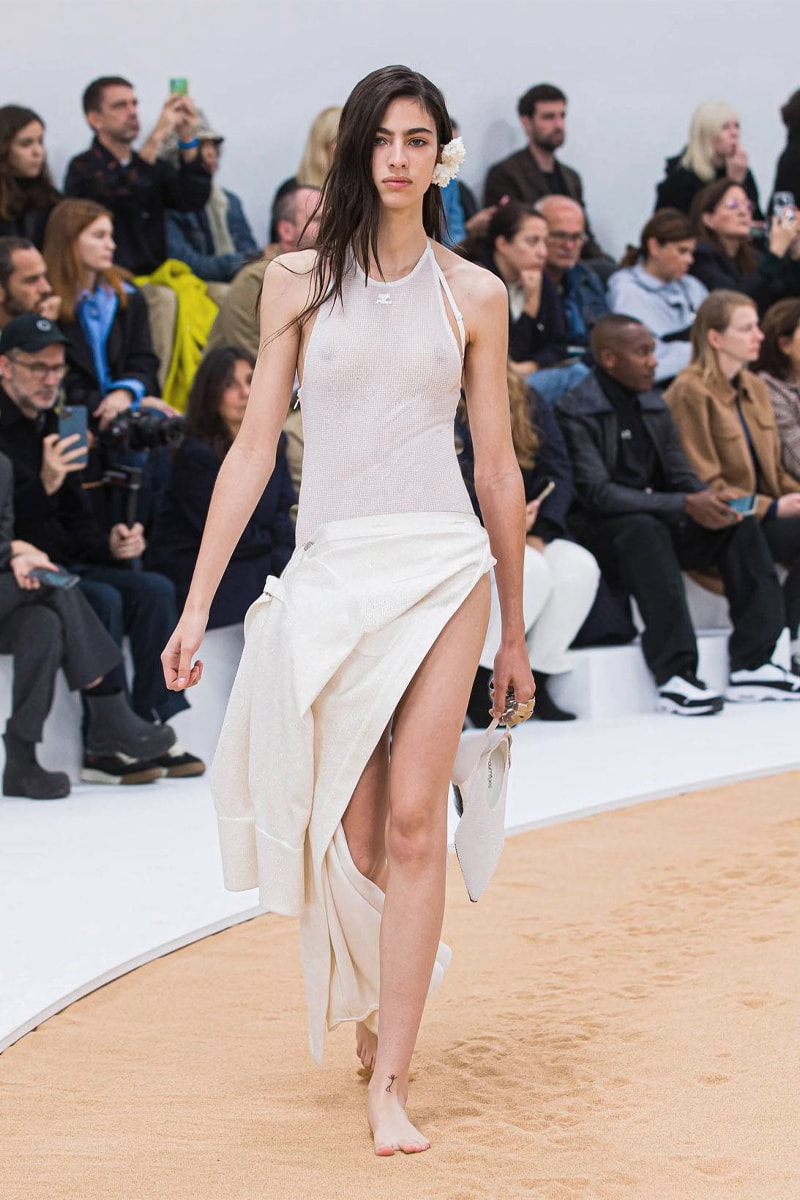 Courrèges SS23 Serves the Morning After Look on a Beach spring summer 2023 paris fashion week runway rave beach vibes bella hadid nicolas di felice rave belgian club