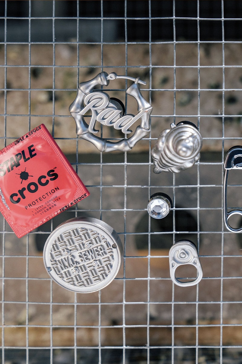 Crocs Joins Forces With STAPLE for Second Homing Pigeon Collab streetwear jeff staple jeffstaple clogs varsity jacket condom jibbitz lighter 