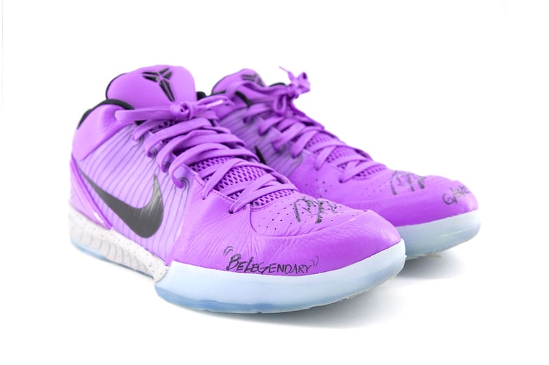 Devin Booker Auctions His Iconic Game Worn Nike Kobe 4 Protro Sneakers phoenix suns los angeles lakers nba basketball kobe bryant mamba mentality shoes be legendary