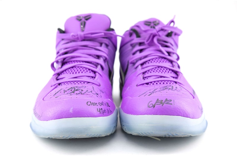 Devin Booker Auctions His Iconic Game Worn Nike Kobe 4 Protro Sneakers phoenix suns los angeles lakers nba basketball kobe bryant mamba mentality shoes be legendary