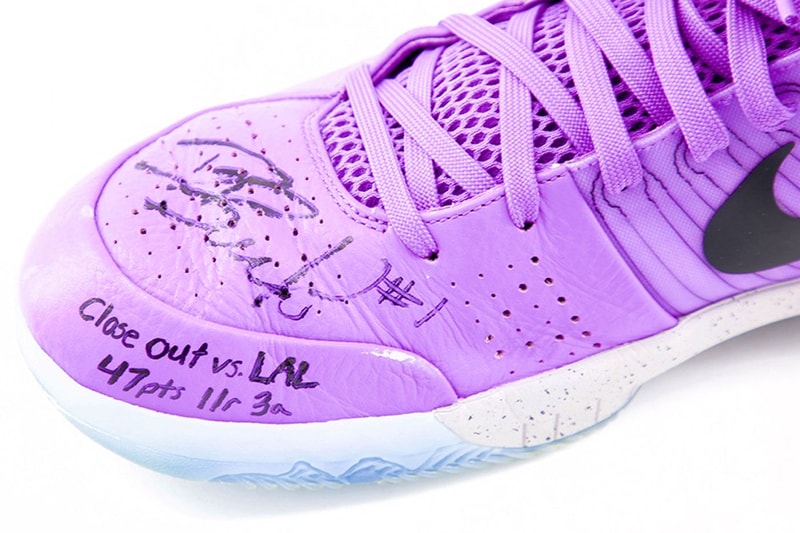 Devin Booker Auctions His Iconic Game Worn Nike Kobe 4 Protro Sneakers phoenix suns los angeles lakers nba basketball kobe bryant mamba mentality shoes be legendary