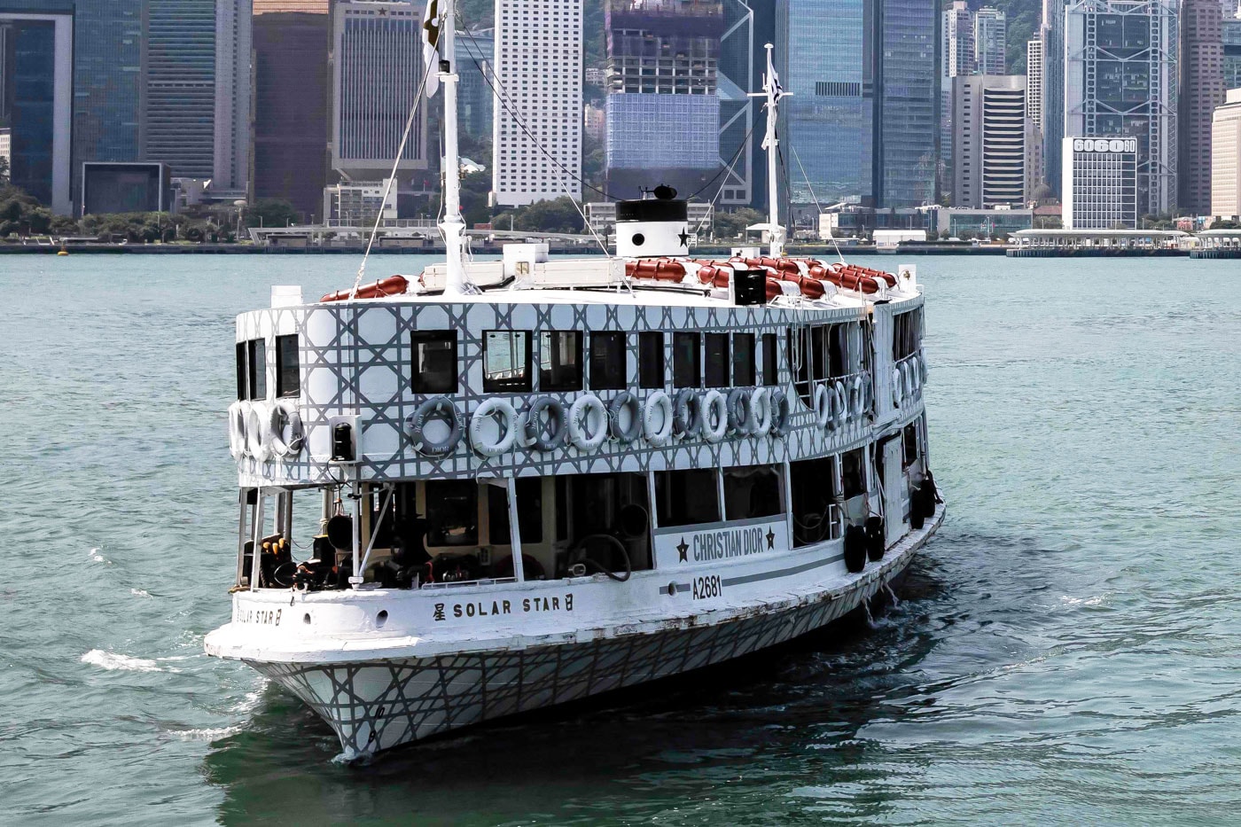 Dior Star Ferry Hong Kong flags life buoy steam boat white gray cannage lady dior info