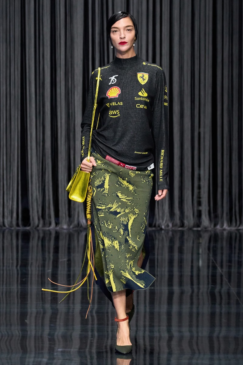 Ferrari Takes a Third Victory Lap Around the Fashion Circuit With SS23 Collection spring/summer 2023 milan fashion week race car teatro lirico juventus italian lvmh rocco iannone