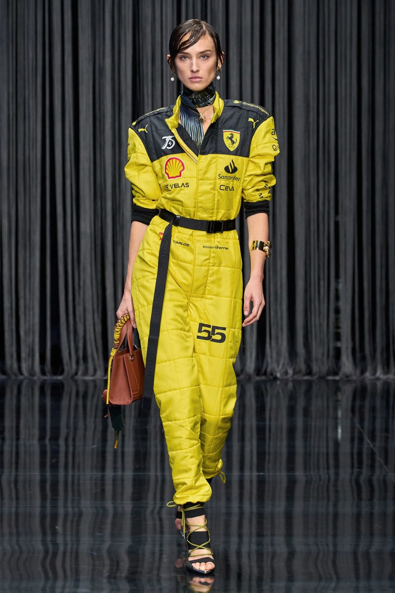 Ferrari Takes a Third Victory Lap Around the Fashion Circuit With SS23 Collection spring/summer 2023 milan fashion week race car teatro lirico juventus italian lvmh rocco iannone
