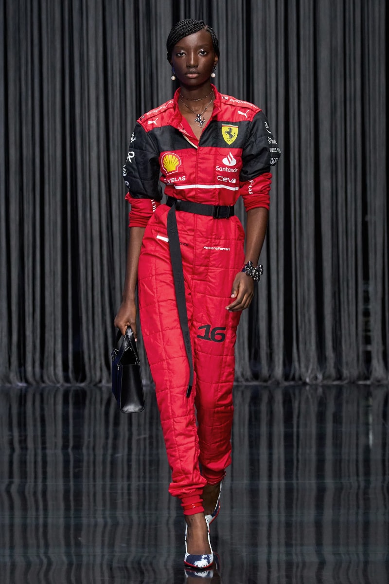 Ferrari Takes a Third Victory Lap Around the Fashion Circuit With SS23 Collection spring/summer 2023 milan fashion week race car teatro lirico juventus italian lvmh rocco iannone