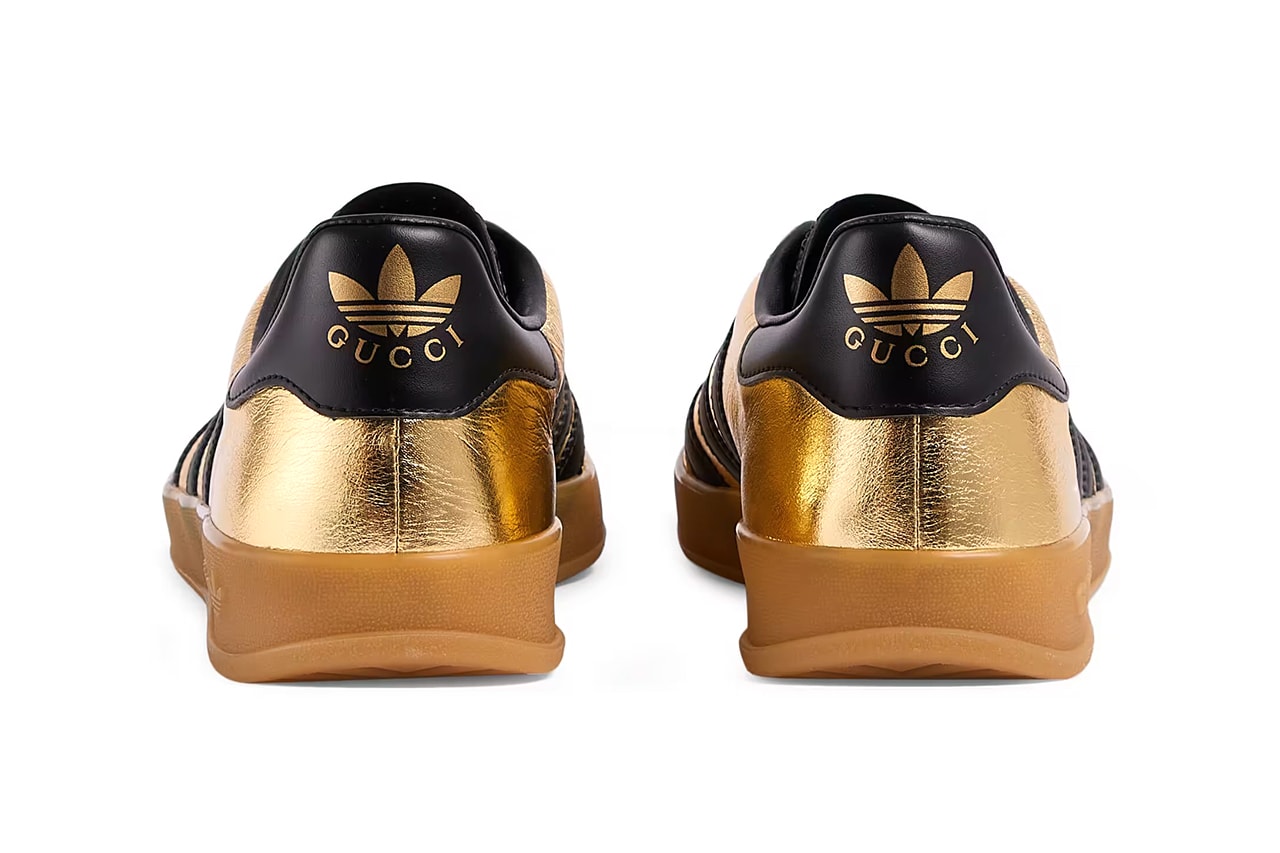 Gucci x adidas Gazelle Metallic Gold Leather Black Leather Oatmeal Suede Pink Velvet Alessandro Michele Exquisite Fall 2022 Collection Drop Collaboration Three Stripes Sneakers Footwear Release Information