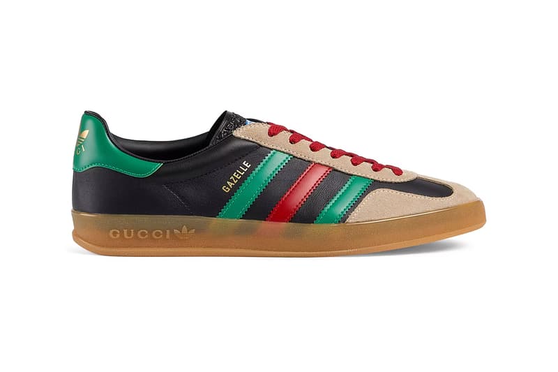 Gucci x adidas Gazelle Metallic Gold Leather Black Leather Oatmeal Suede Pink Velvet Alessandro Michele Exquisite Fall 2022 Collection Drop Collaboration Three Stripes Sneakers Footwear Release Information