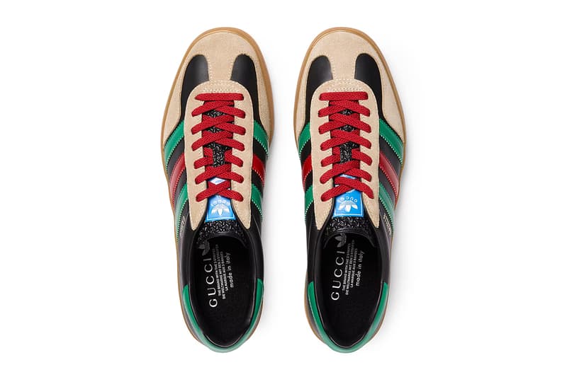 Gucci x adidas Gazelle Metallic Gold Leather Black Leather Oatmeal Suede Pink Velvet Alessandro Michele Exquisite Fall 2022 Collection Drop Collaboration Three Stripes Sneakers Footwear Release Information