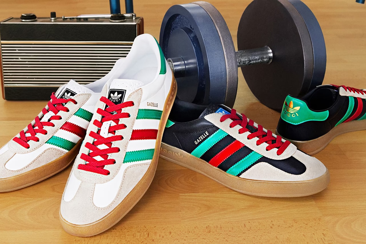 Gucci x adidas Gazelle White Leather Oatmeal Suede Green Red Three Stripes Brown Black Square G Alessandro Michele Exquisite Drop