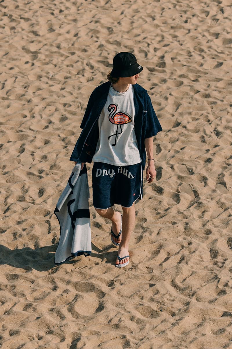 HUMAN MADE Beach Collection HBX Release Info Buy Price Summer Pile Shirts Shorts t-shirt Pocket Sandals Flip Flops