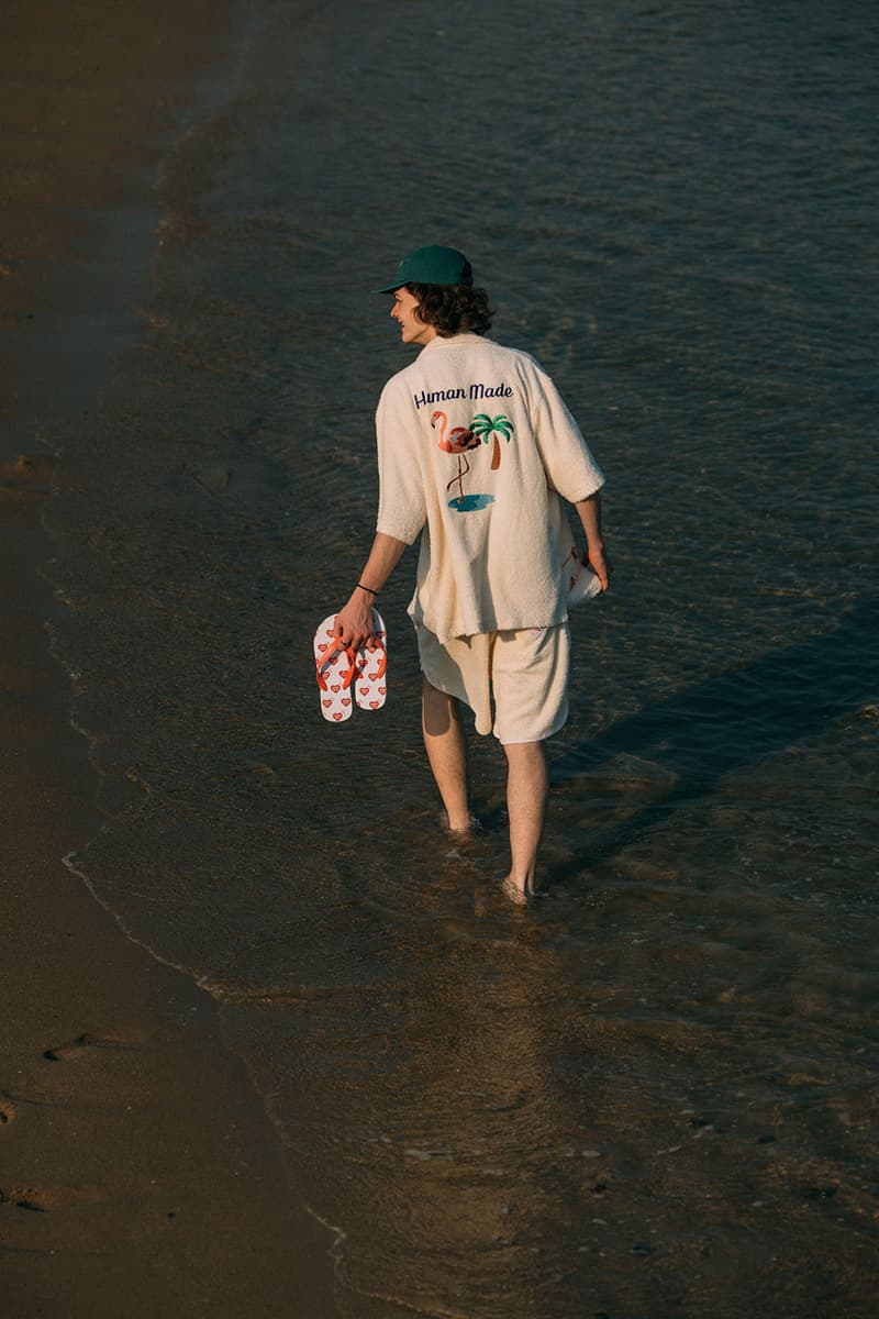 HUMAN MADE Beach Collection HBX Release Info Buy Price Summer Pile Shirts Shorts t-shirt Pocket Sandals Flip Flops