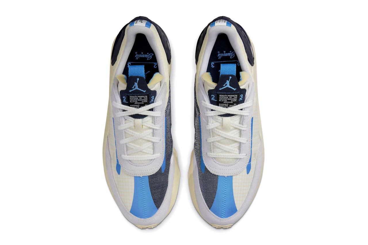 Air Jordan Brand Granville Pro Sneaker Midnight Navy University Blue Mesh Overlayes Suede Jordan System 23 Coconut Milk