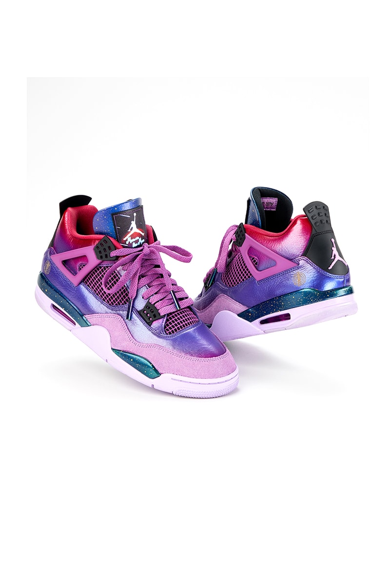 kid cudi custom air jordan 4 man on the moon photos galaxy patterns 