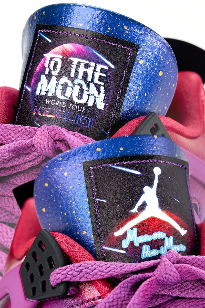 kid cudi custom air jordan 4 man on the moon photos galaxy patterns 