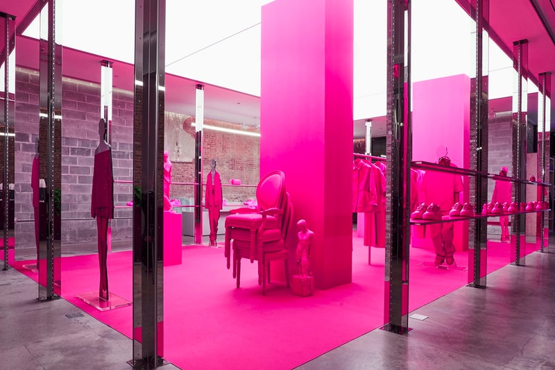 Maison Valentino Installation at HBX pink pink pp collection Pierpaolo Piccioli clothing sneakers apparel retail new york nyc 
