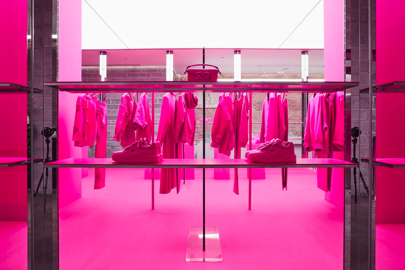 Maison Valentino Installation at HBX pink pink pp collection Pierpaolo Piccioli clothing sneakers apparel retail new york nyc 