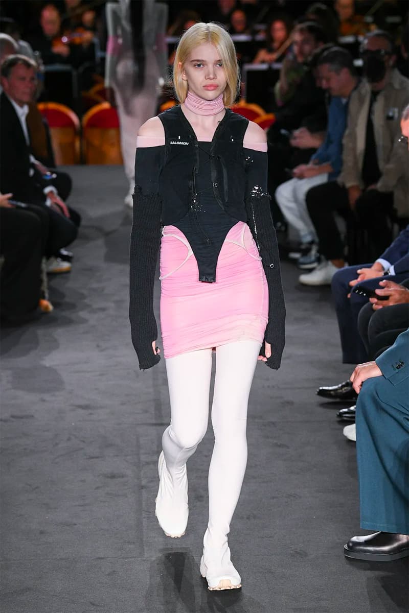 MM6 Maison Margiela Reveals Salomon Collaboration During Milan Fashion Week SS23 Runway Show sneakers thigh highs running vests