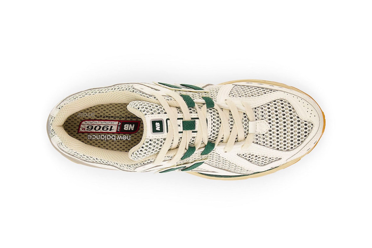New Balance 1906R Surfaces in a White and Green Colorway Release info M1906RQ sneakers shoes gum sole