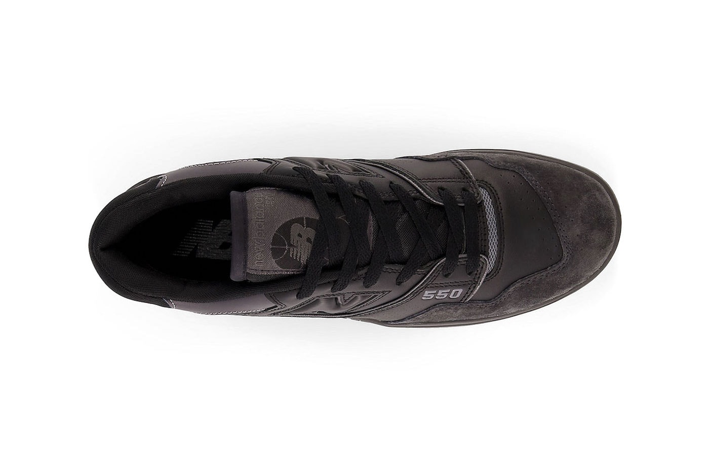 New Balance 550 "Black Gum" Has Surfaced BB550BGU sleek all black basketaball low top nb 
